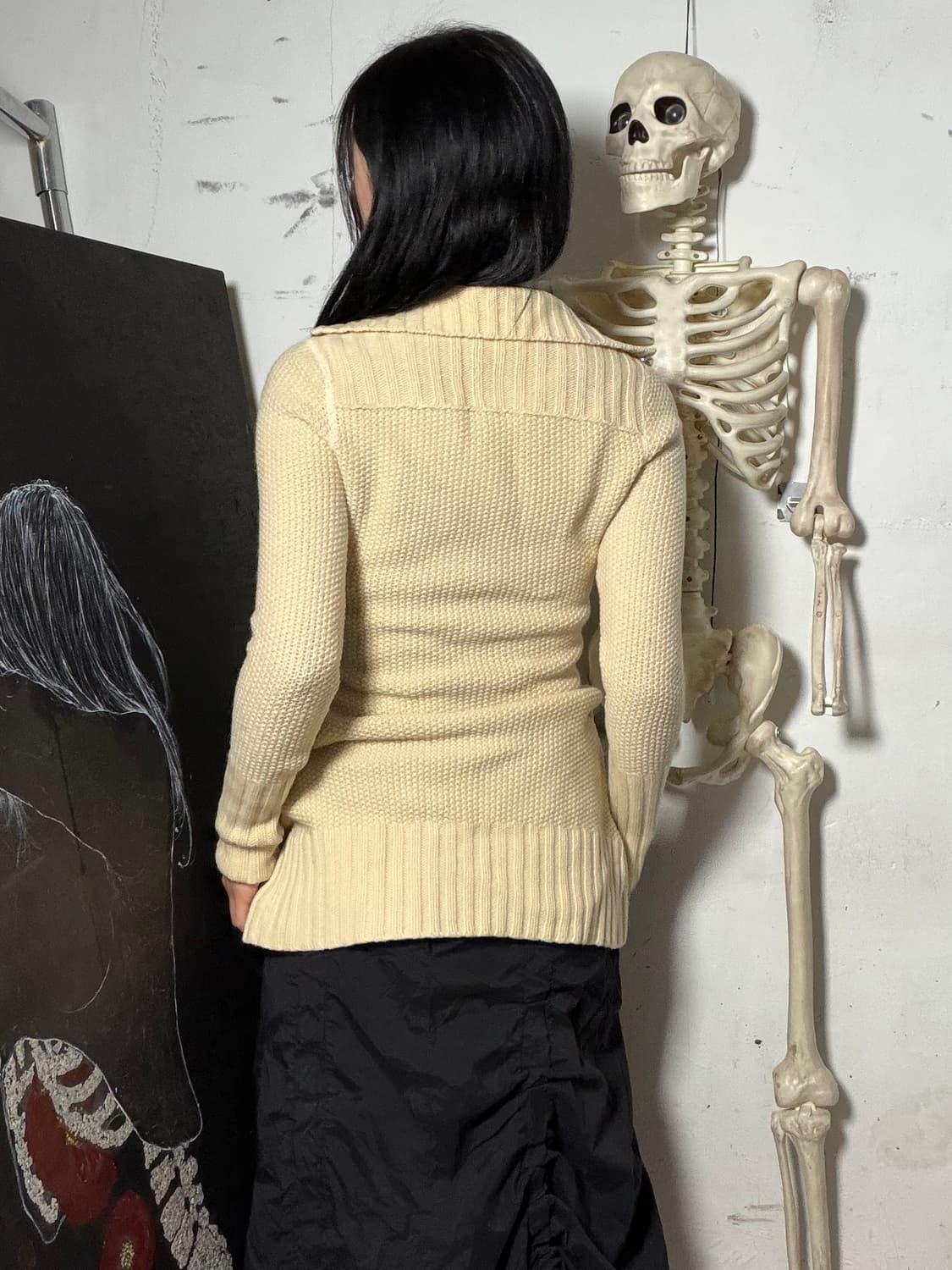 아르마니 익스체인지 하이넥 투웨이 절개 니트 집업 XS 상품이미지8