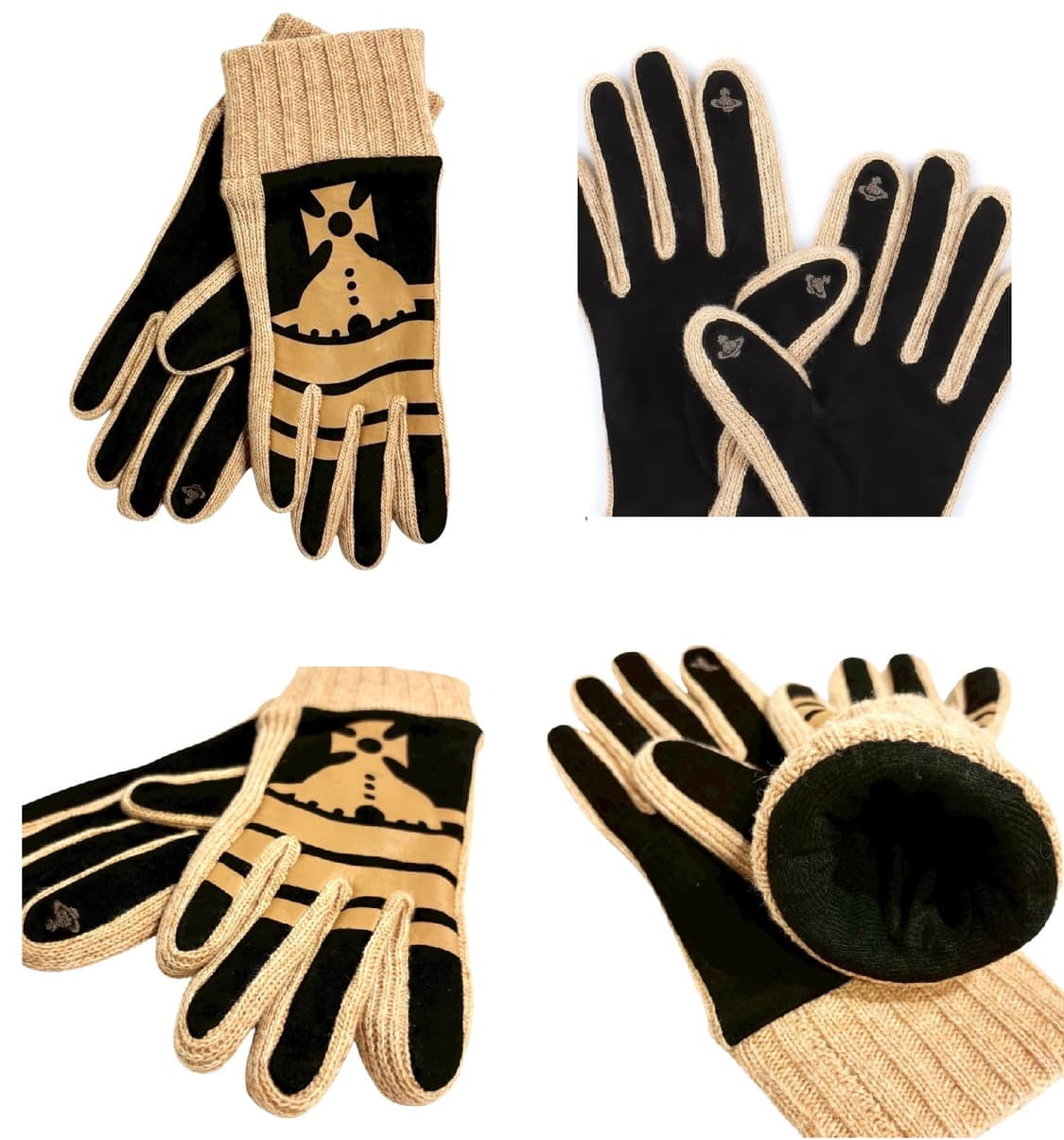 비비안 웨스트우드 스웨이드 니트 콤비 장갑 / 베이지 (새상품) 상품이미지2