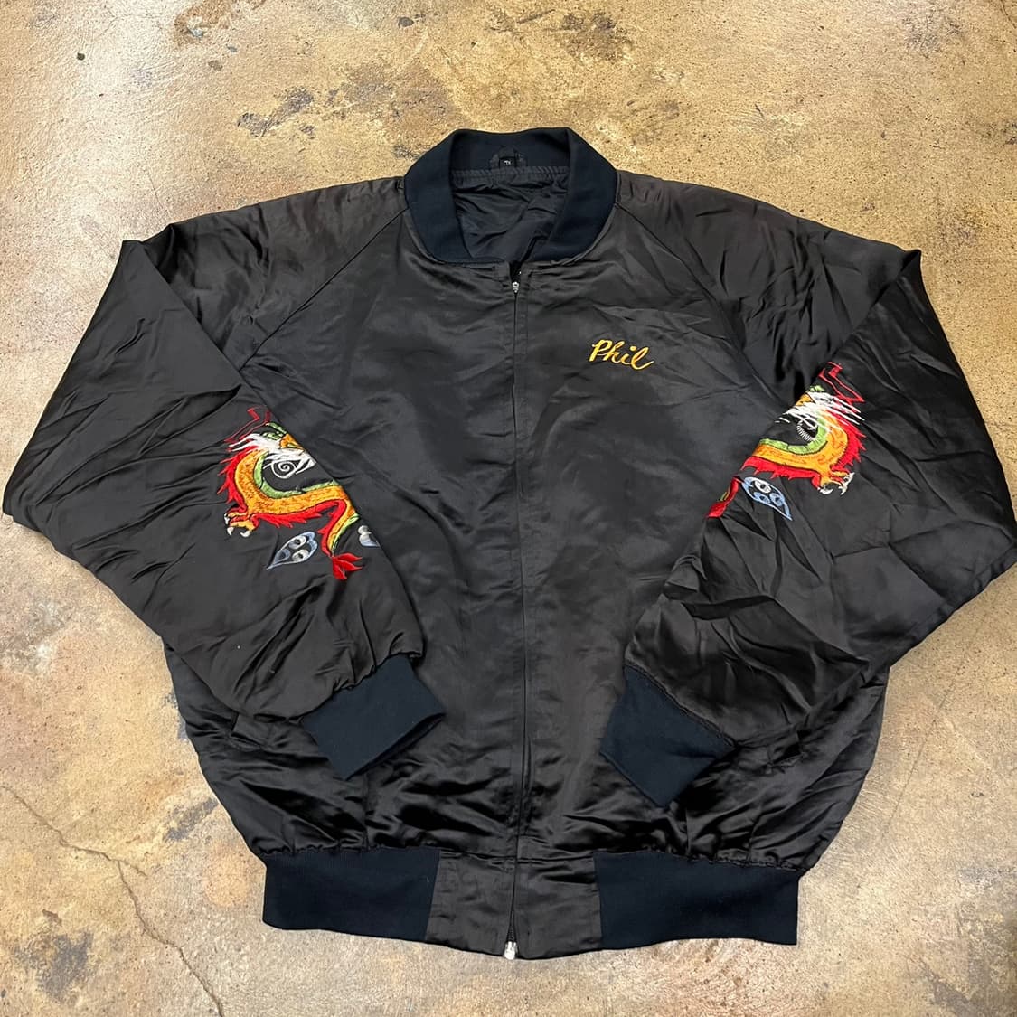 [정품/XL] 블랙 용 자수 필 스카쟌 자켓 b15 상품이미지2