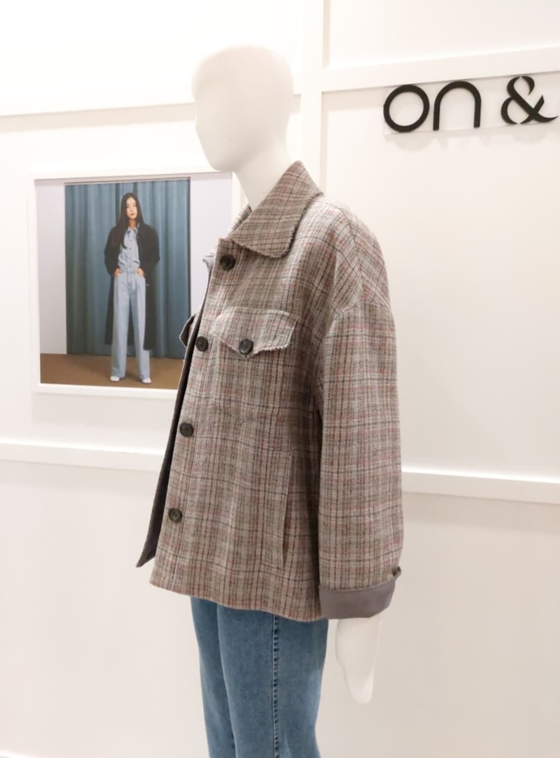 [무료배송]온앤온 F 여성 안감 누빔 울 혼방 체크 코트 상품이미지10