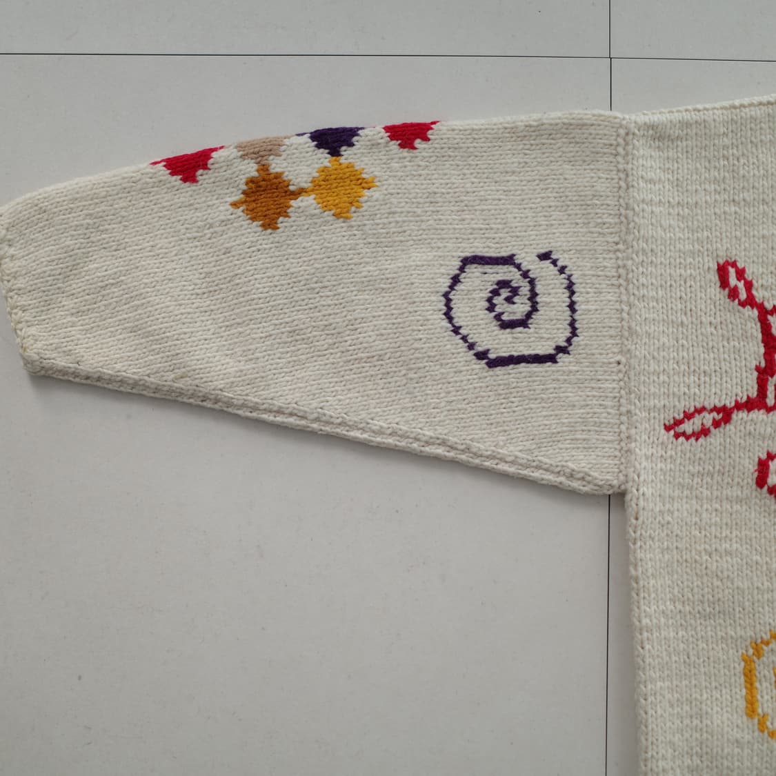 90s 파차마마 에콰도르 핸드메이드 울 니트 가디건 코위찬 스타일  상품이미지8