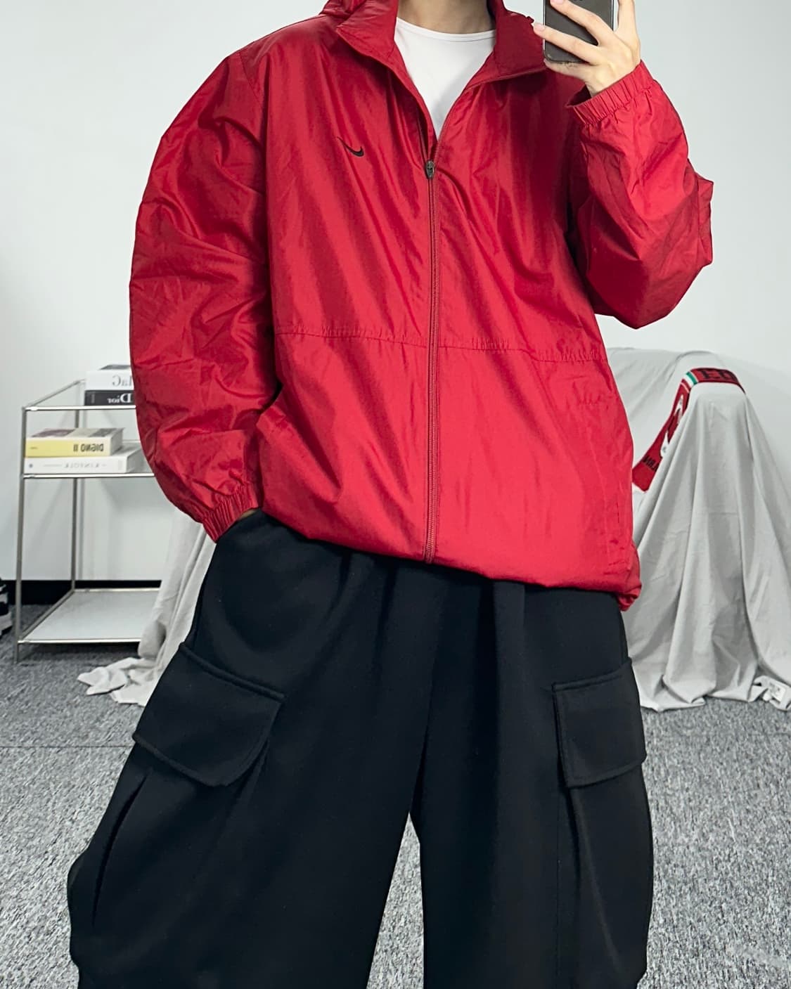 나이키 90s 레드 기모 바람막이 점퍼 L 상품이미지4