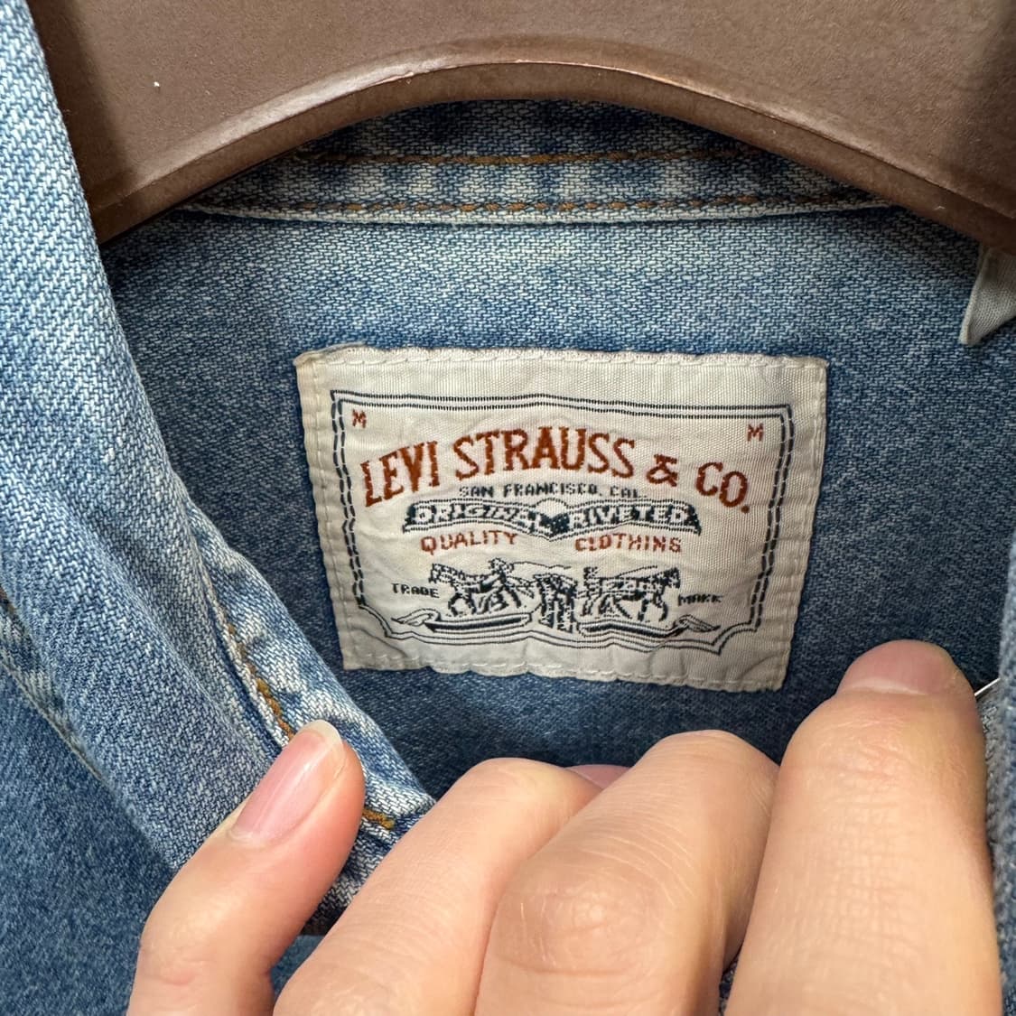 리바이스 데님 셔츠 원포켓 포인트 오렌지 택 중청 상품이미지5