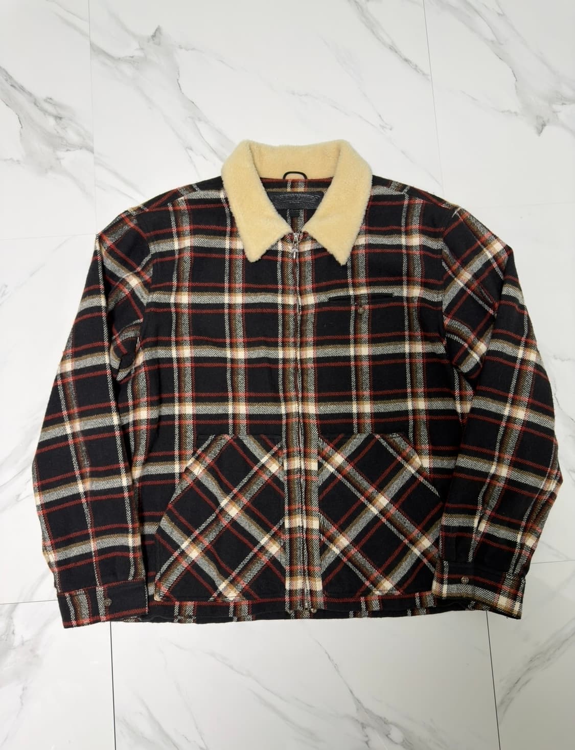 새상품 신형 크롬하츠 플란넬 넥시어링 체크 자켓 2XL 상품이미지1