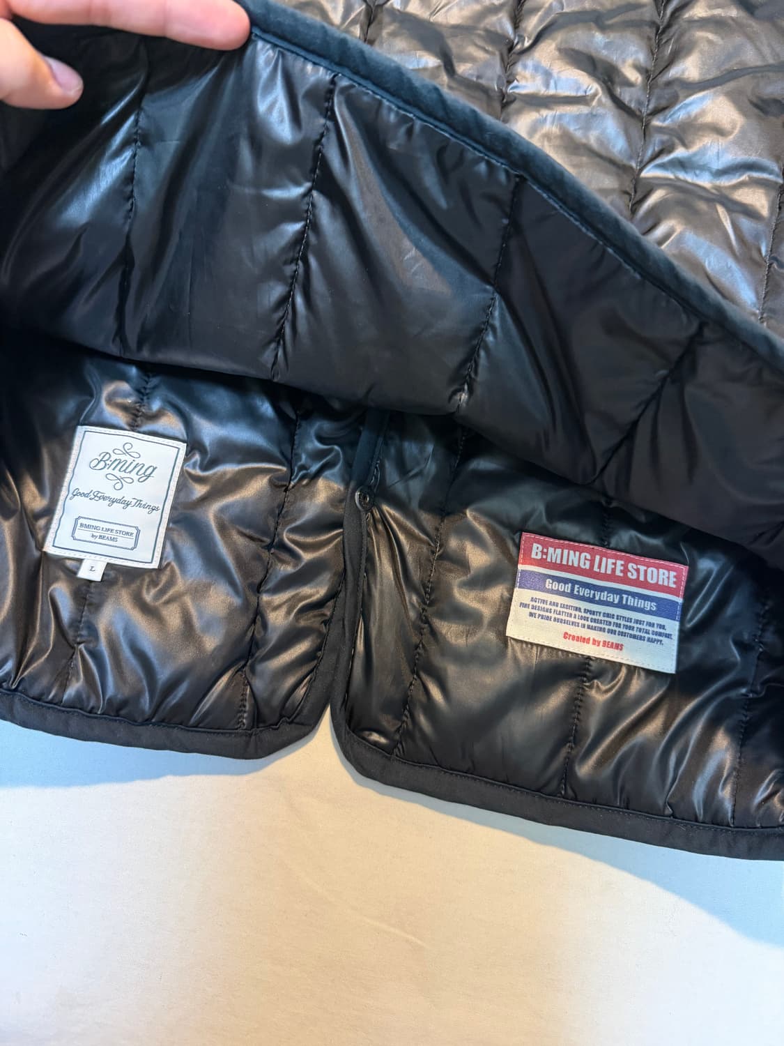 B:MING by BEAMS 빔즈 퀼팅패딩 베스트 블랙 상품이미지4