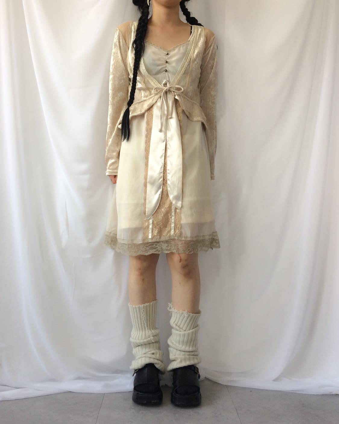 Lace trimming velvet cardigan 상품이미지8