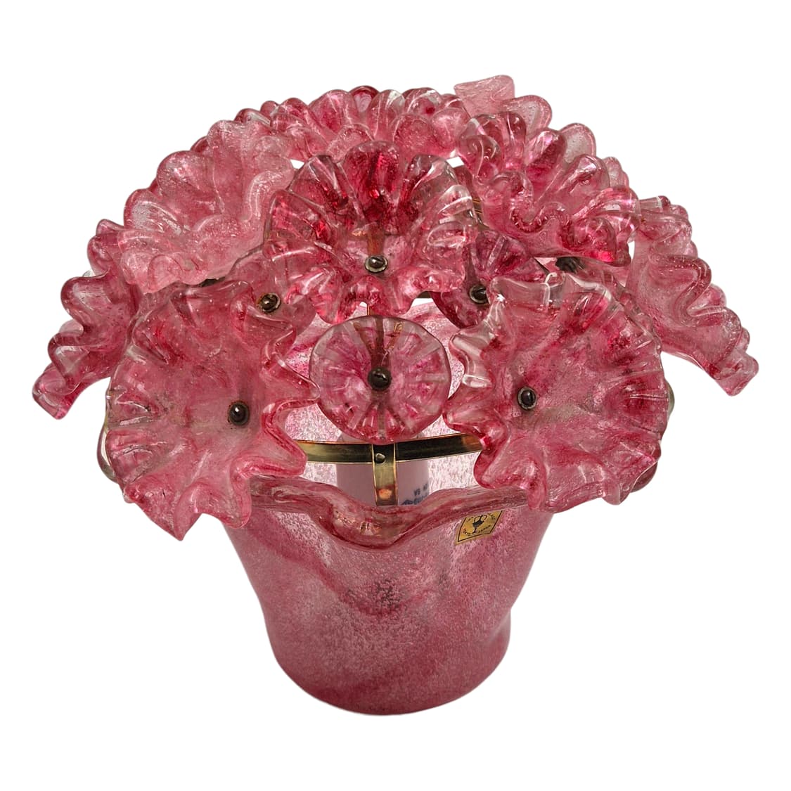 50s 이와타 핸드블로운 핑크 꽃 바구니 엔틱 램프 상품이미지4