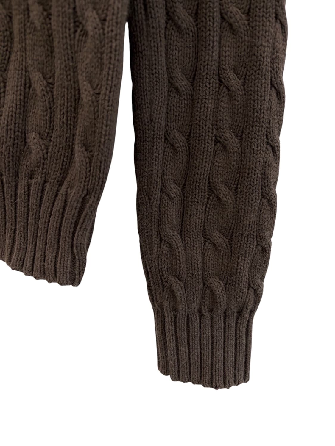 폴로 브이넥 꽈배기 케이블 니트 브라운 (여성S) 상품이미지4
