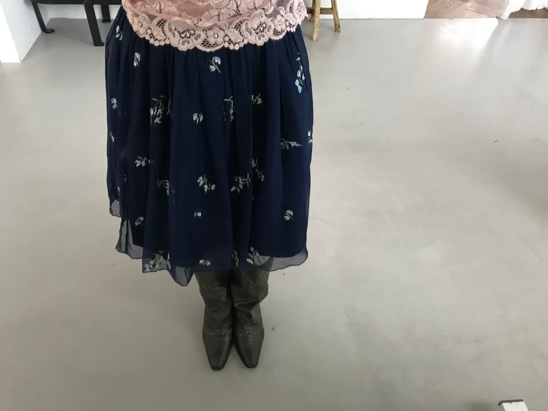 vintage navy pattern skirt (25inch) 상품이미지1