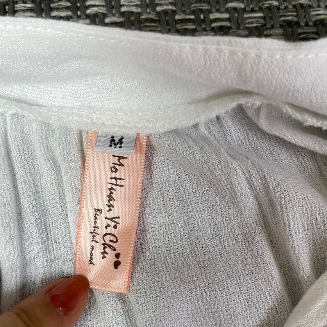 빈티지 보헤미안 숄 반팔 롱 원피스 화이트 M 상품이미지5