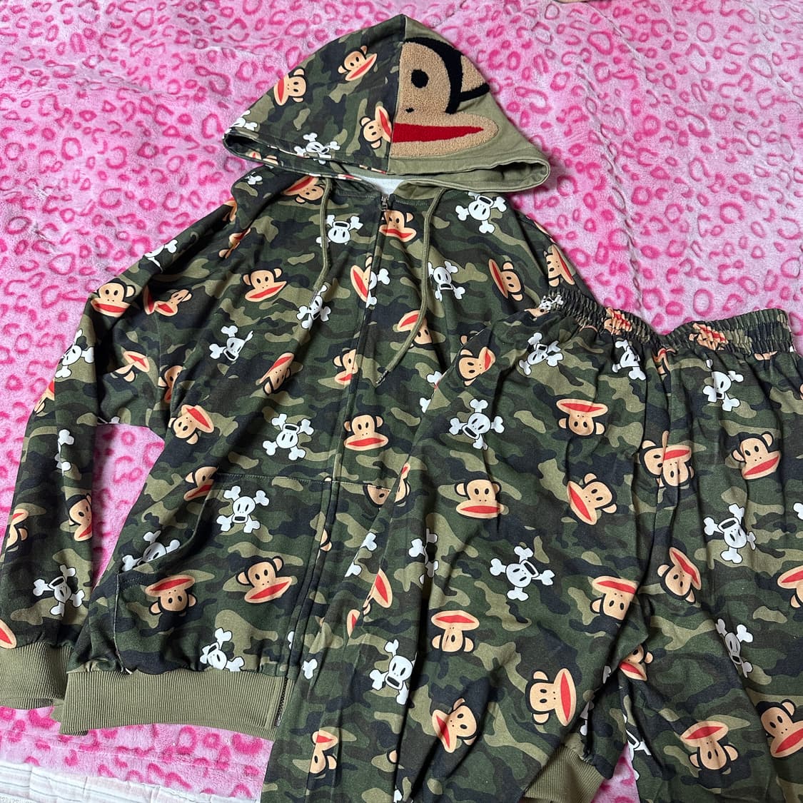 쉬인 폴프랭크 카모 후드집업 트레이닝 팬츠 세트 상품이미지1