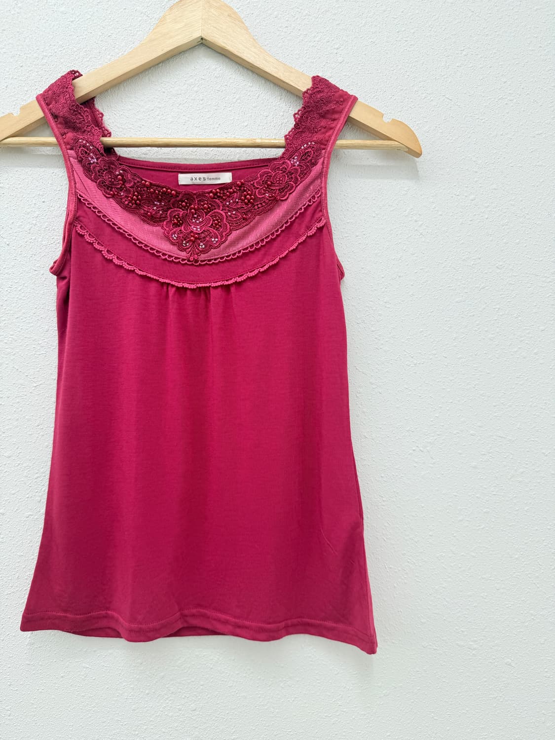 빈티지 Axes Femme 레드 레이스 슬리브리스 상품이미지2