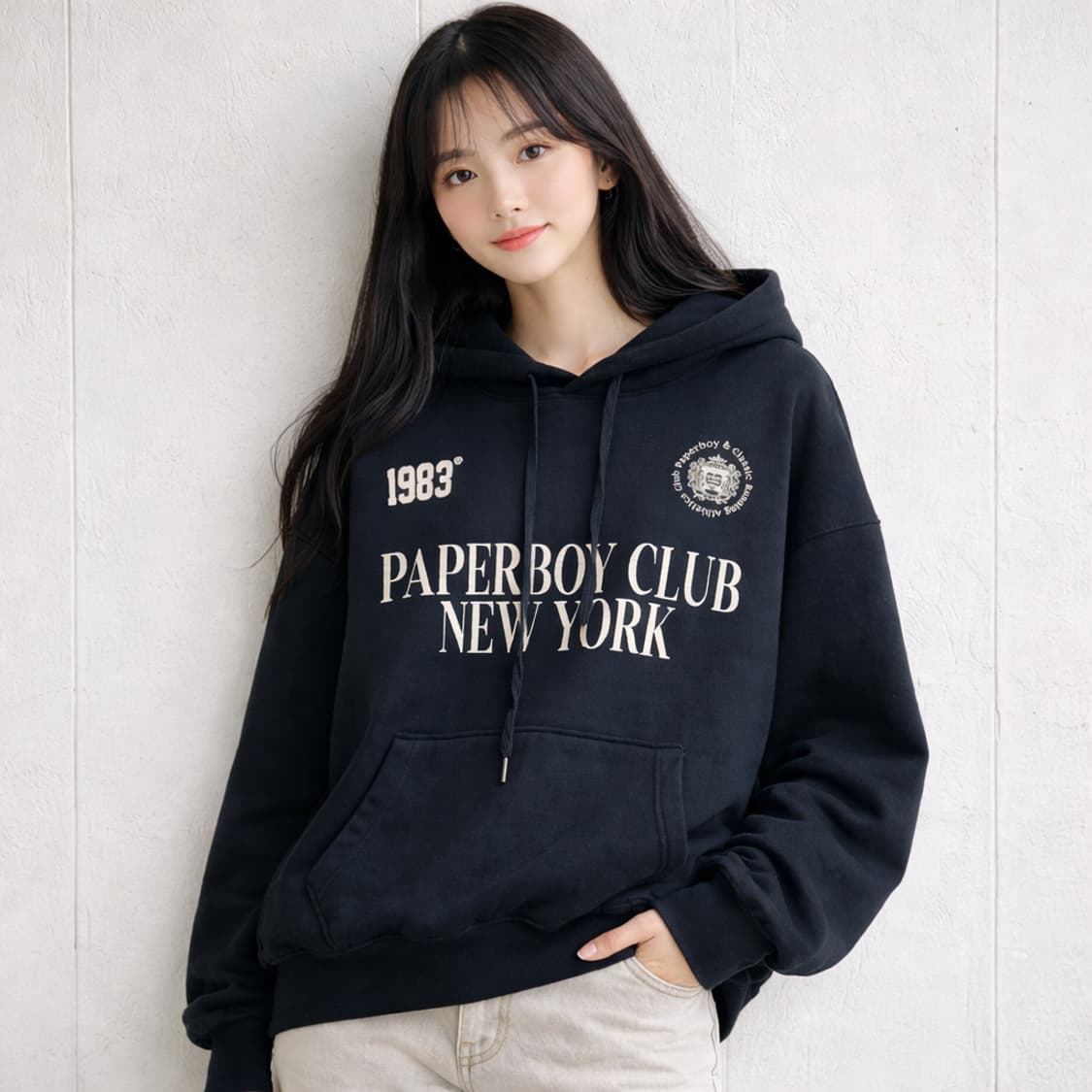 페이퍼보이 클럽 뉴욕 블랙 후드티 상품이미지2