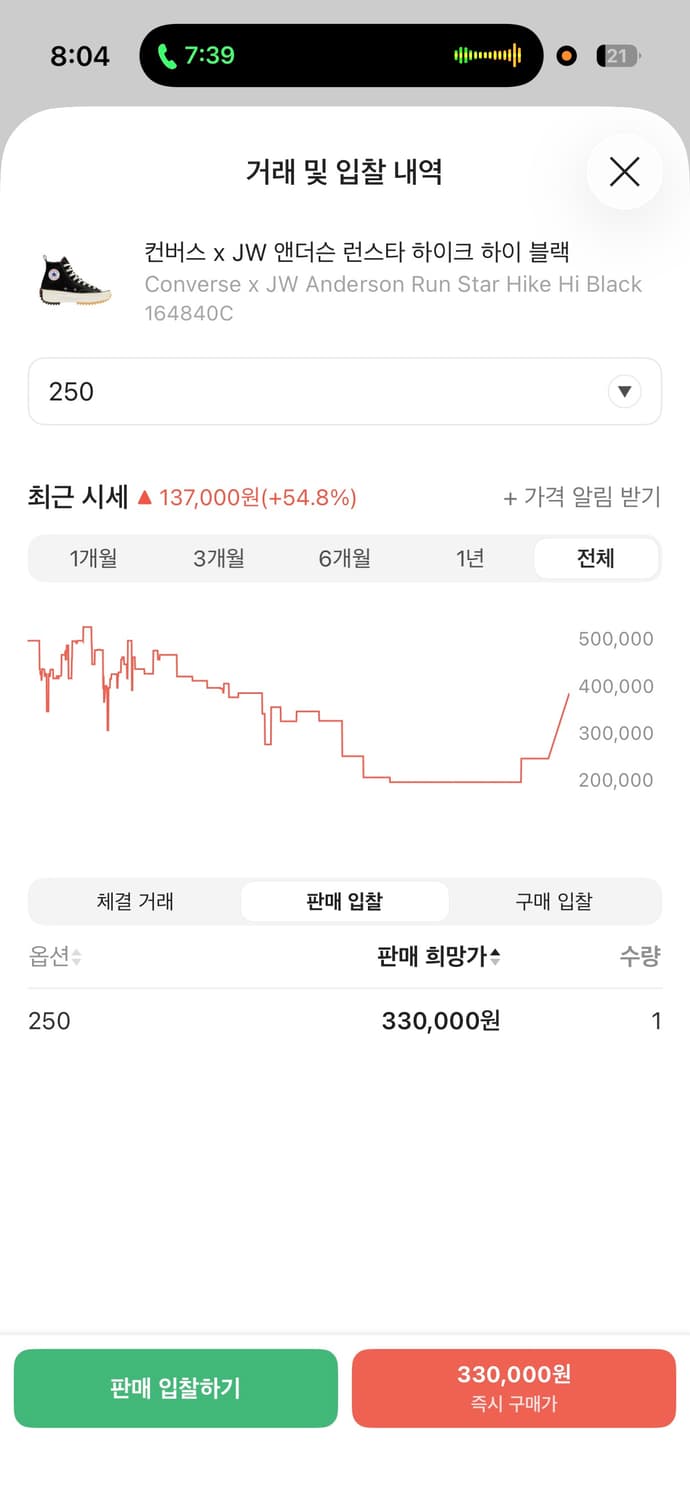 컨버스 런스타 하이크 JW 앤더슨 블랙 [250] 상품이미지9