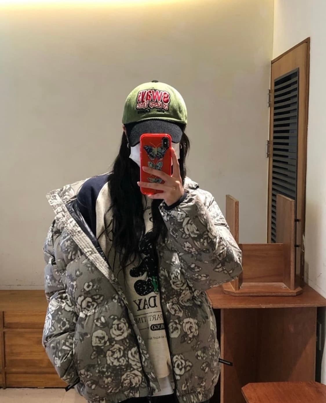 디스이즈네버댓 PERTEX 패딩 Flower black 상품이미지1