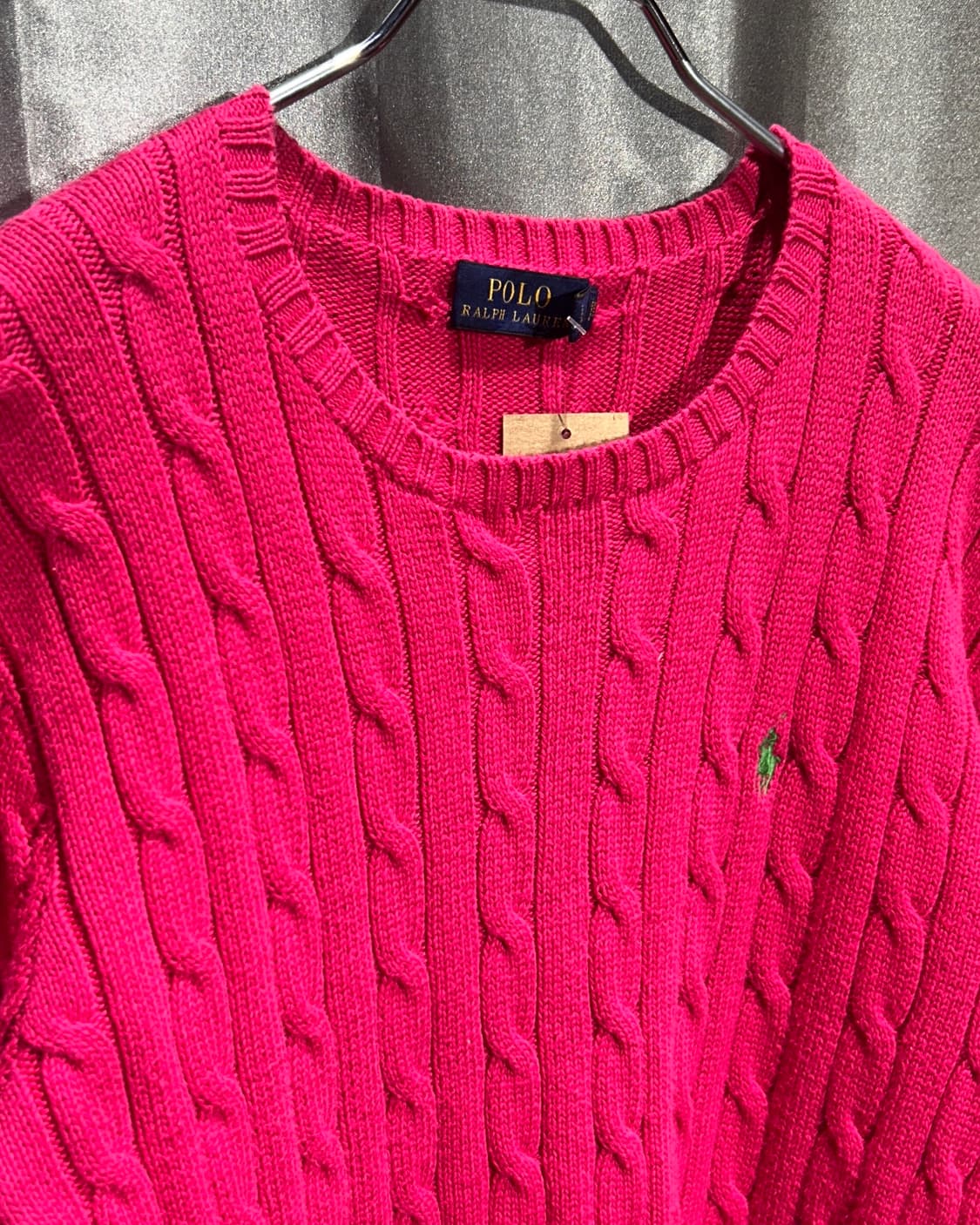 L 폴로랄프로렌 핑크 케이블 라운드 니트 상품이미지4