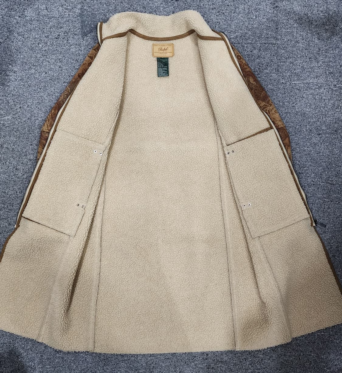 랄프로렌 팔로미노 페이즐리 페이크 스웨이드 무스탕 집업 코트 M 상품이미지3