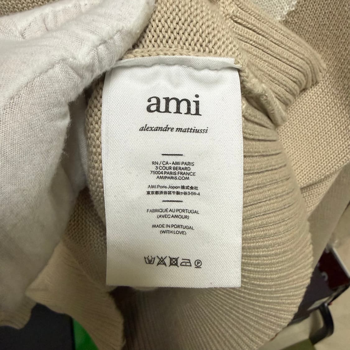 [XL사이즈] 아미 빅하트 로고 오버사이즈 니트 스웨터 베이지 화이트 상품이미지9