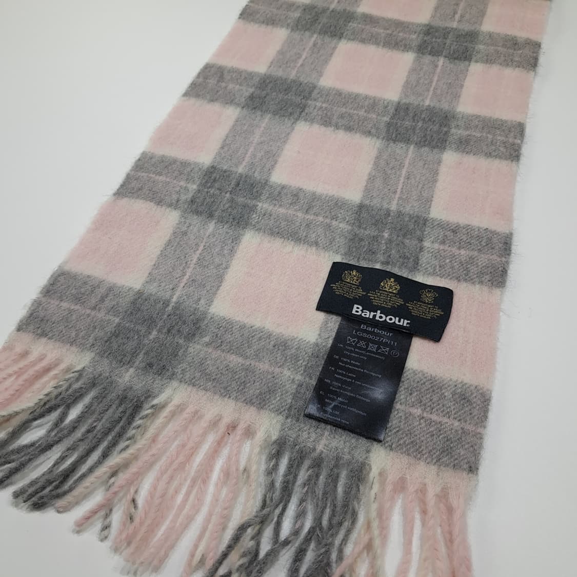 MX592 바버 00s 램스울 윈도우페인체크 핑크그레이 머플러목도리 상품이미지4