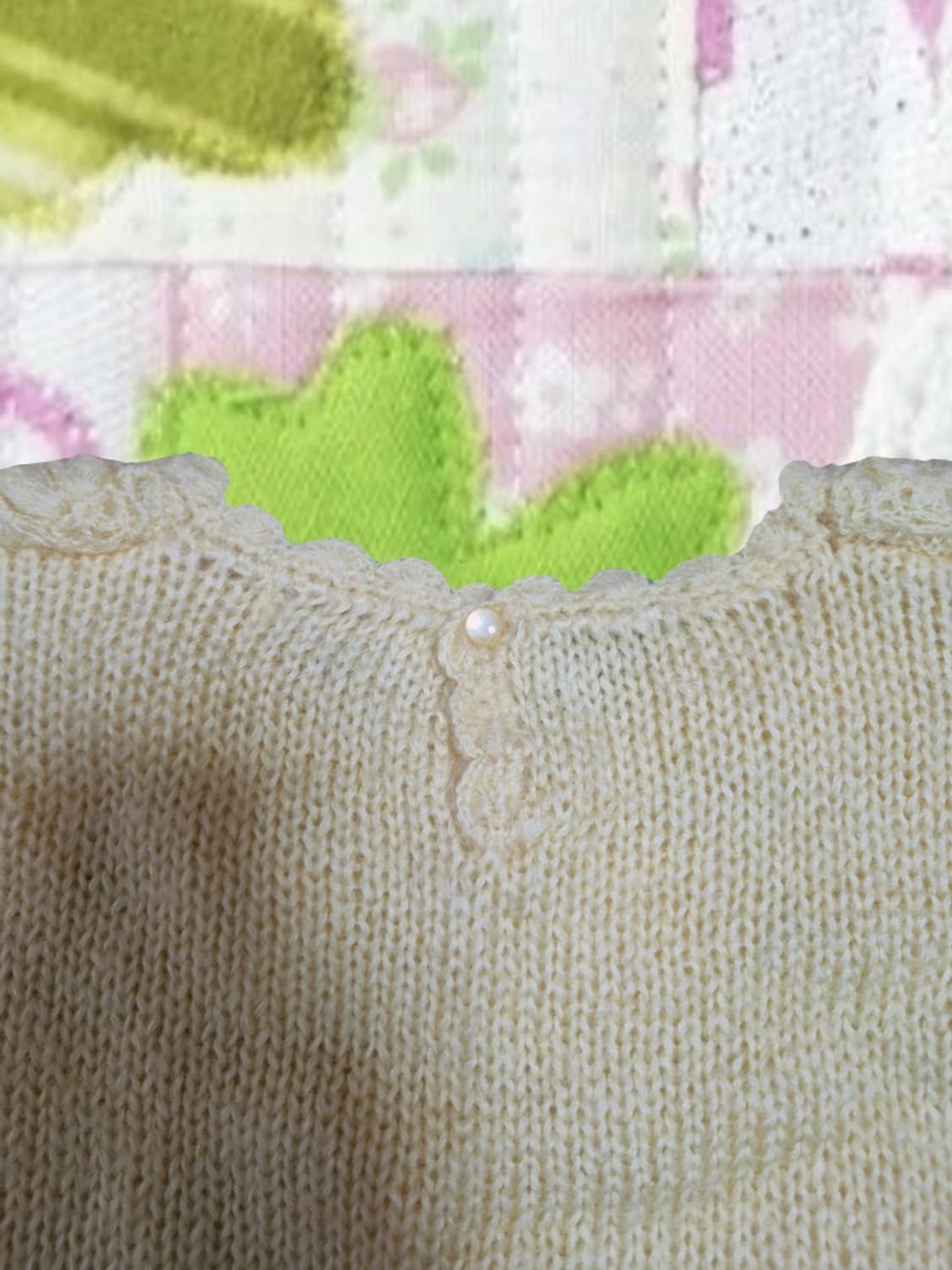 빈티지 모리걸 플라워 크로셰 뜨개 니트 병아리 레이스 스웨터 상품이미지3