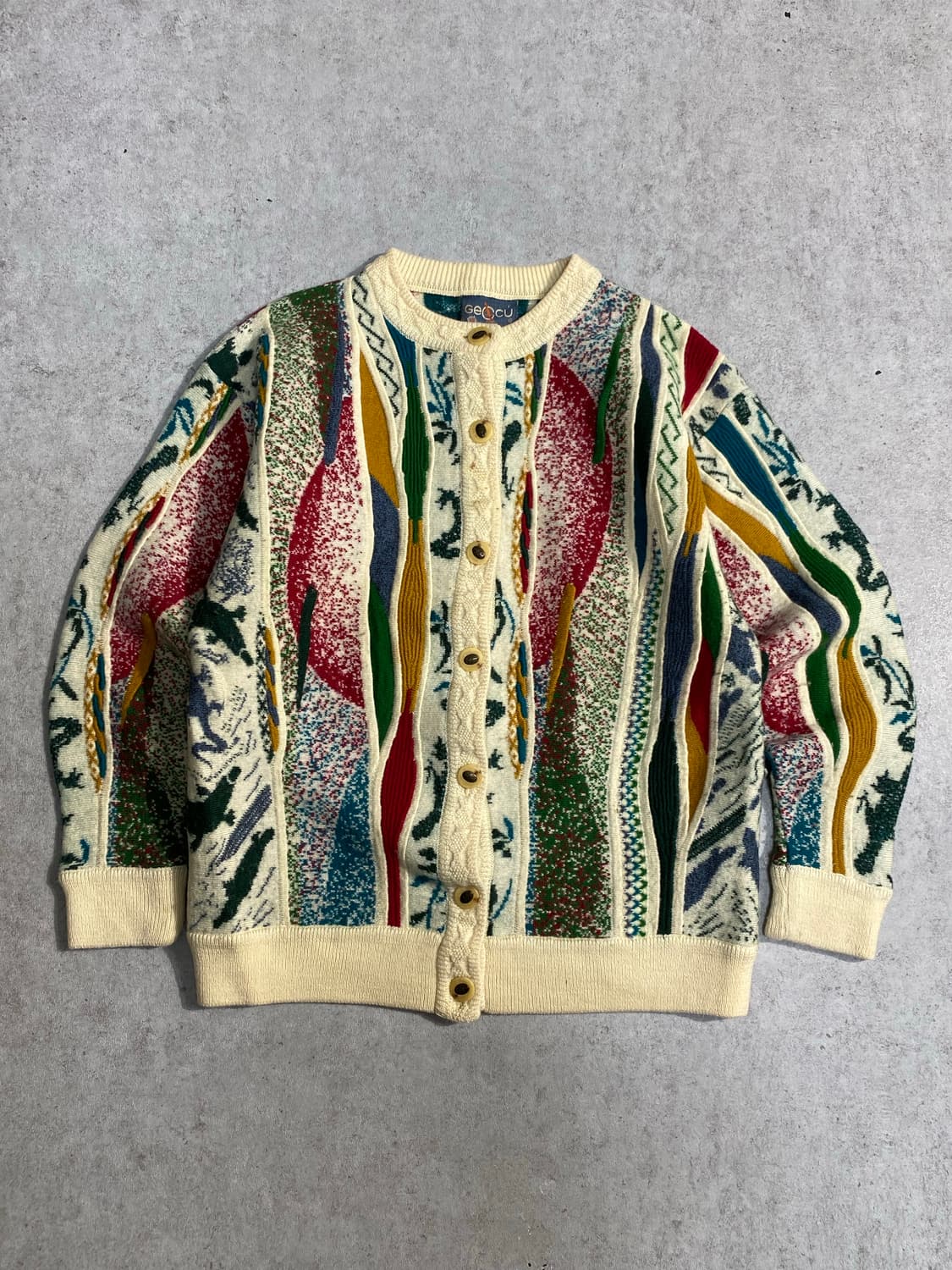 [L] 90s Geccu 오스트레일이라 케이블 니트 가디건 상품이미지1