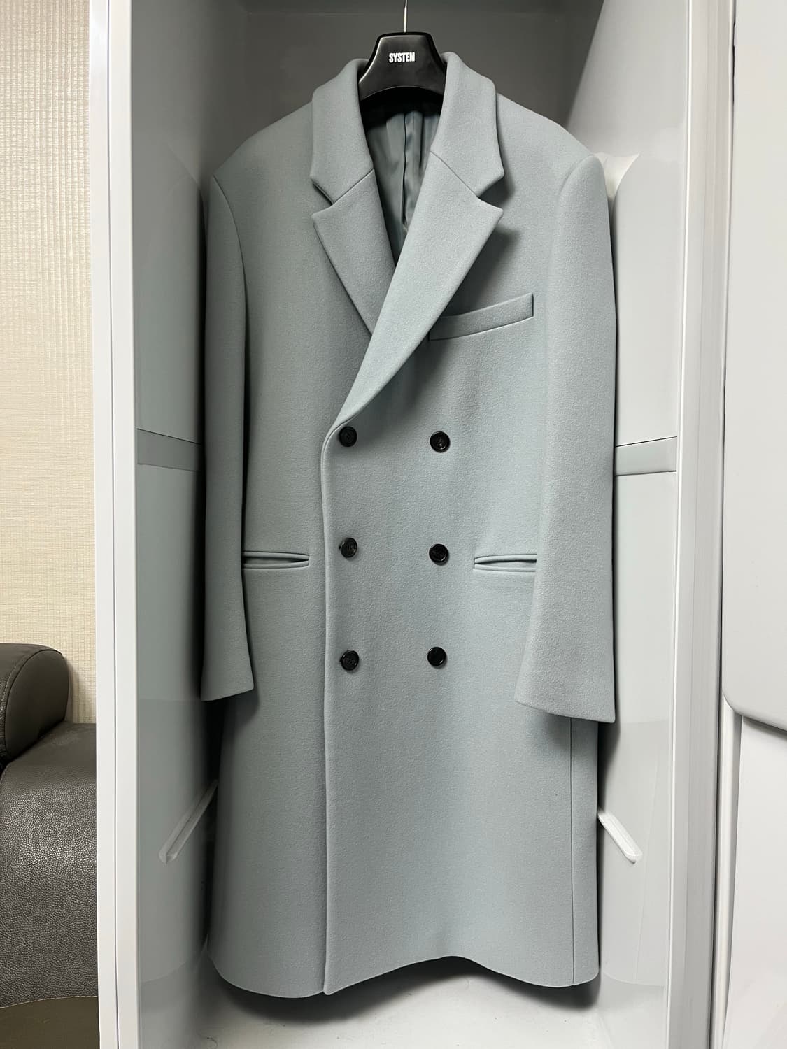 시스템옴므 라이트블루 더블 코트 105사이즈 상품이미지1