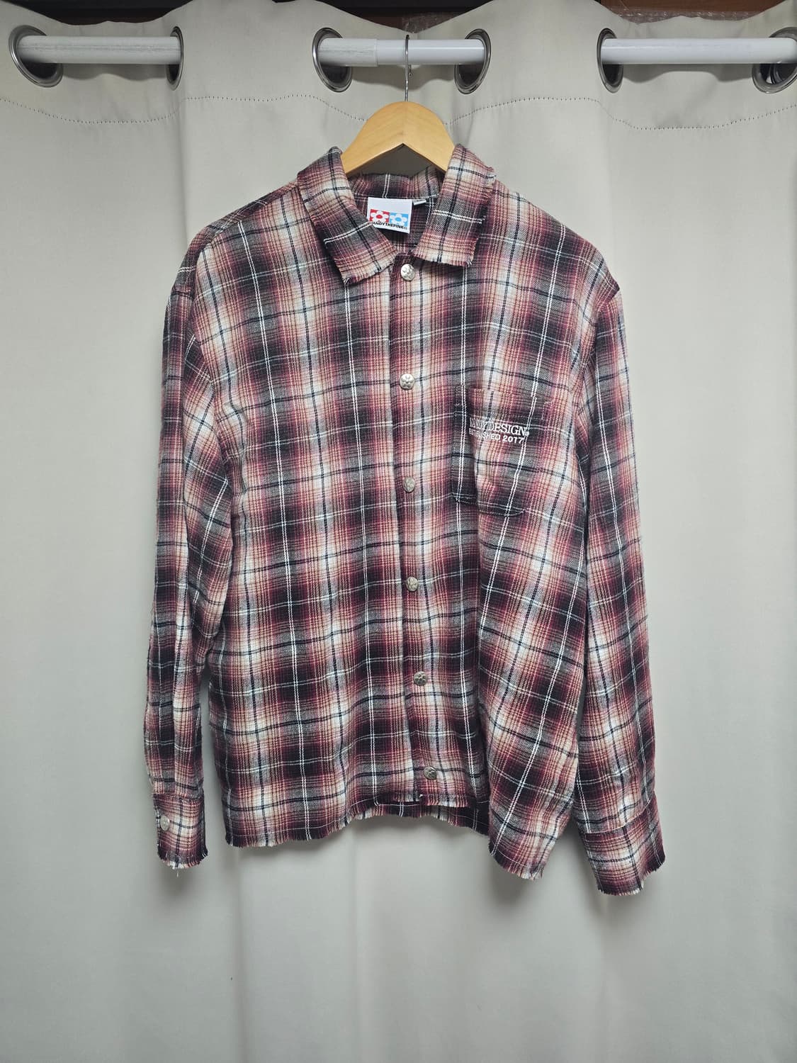 반디 더 핑크 플라워 플란넬 셔츠 버건디 m 상품이미지4