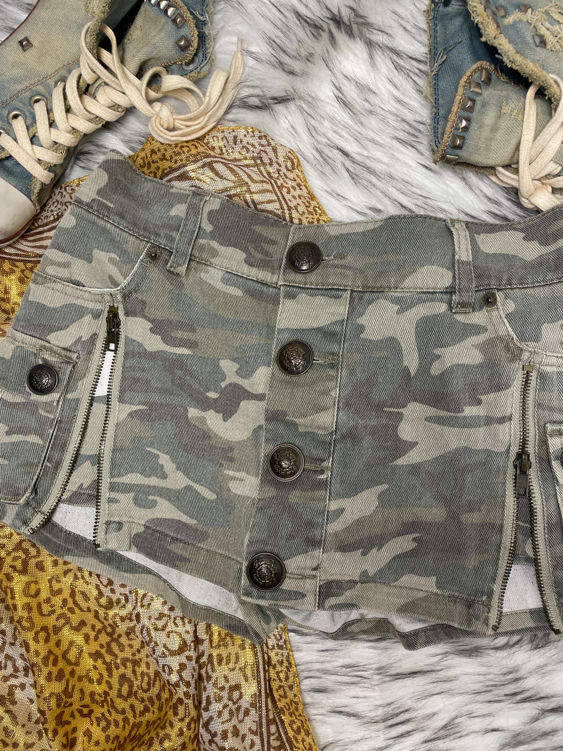 빈티지 카모 카고 스커트 팬츠 상품이미지2