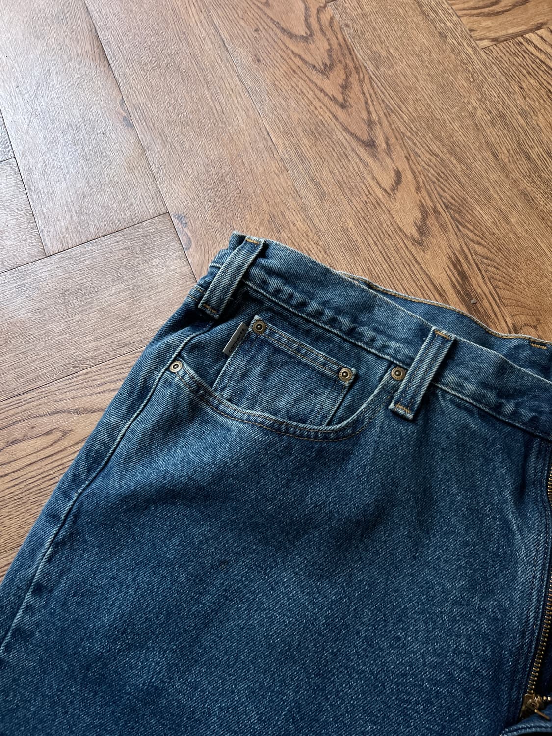 [40]칼하트 USA 미디엄블루 와이드 워크 데님 팬츠 상품이미지4