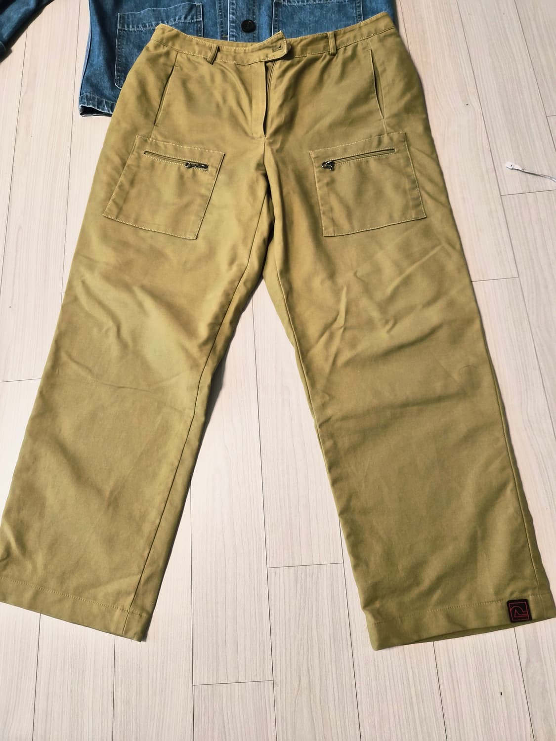 [Petit France] 유니크한 지퍼 포켓 와이드 팬츠 (카키/사이즈 상품이미지2