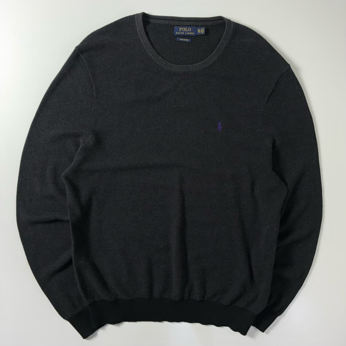 Polo  폴로 랄프로렌 자수 피마코튼 차콜 라운드 니트  상품이미지1