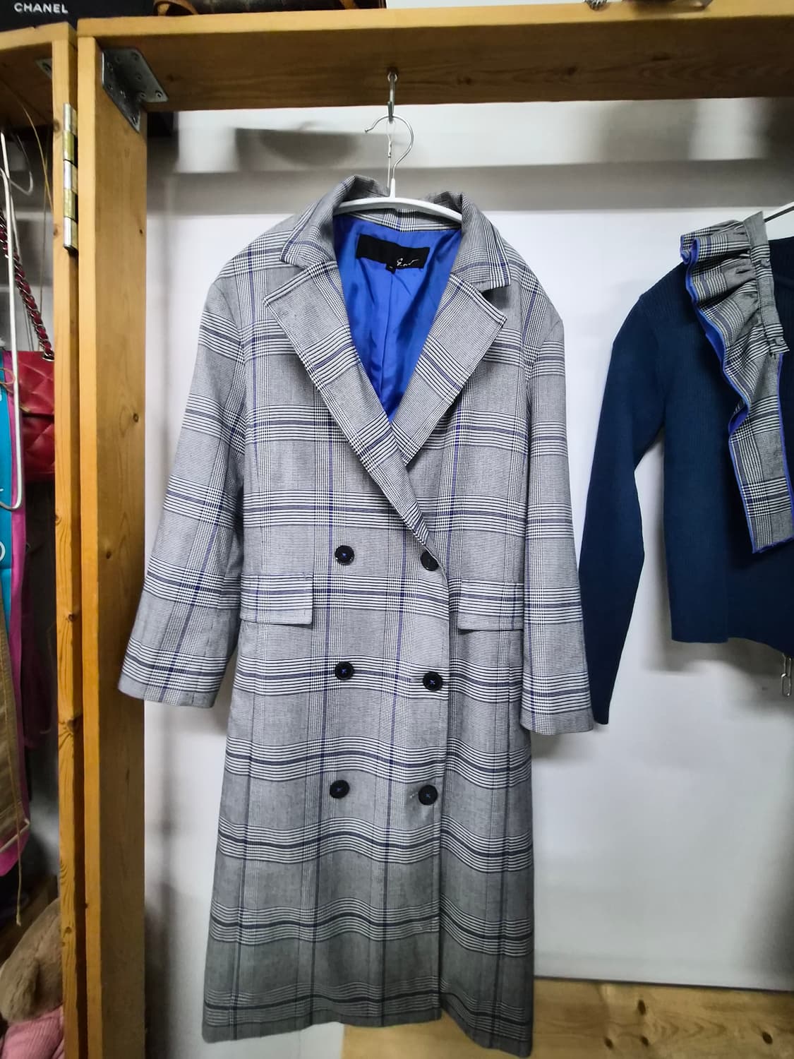 지컷 언발프릴 체크 트렌치 코트 상품이미지6