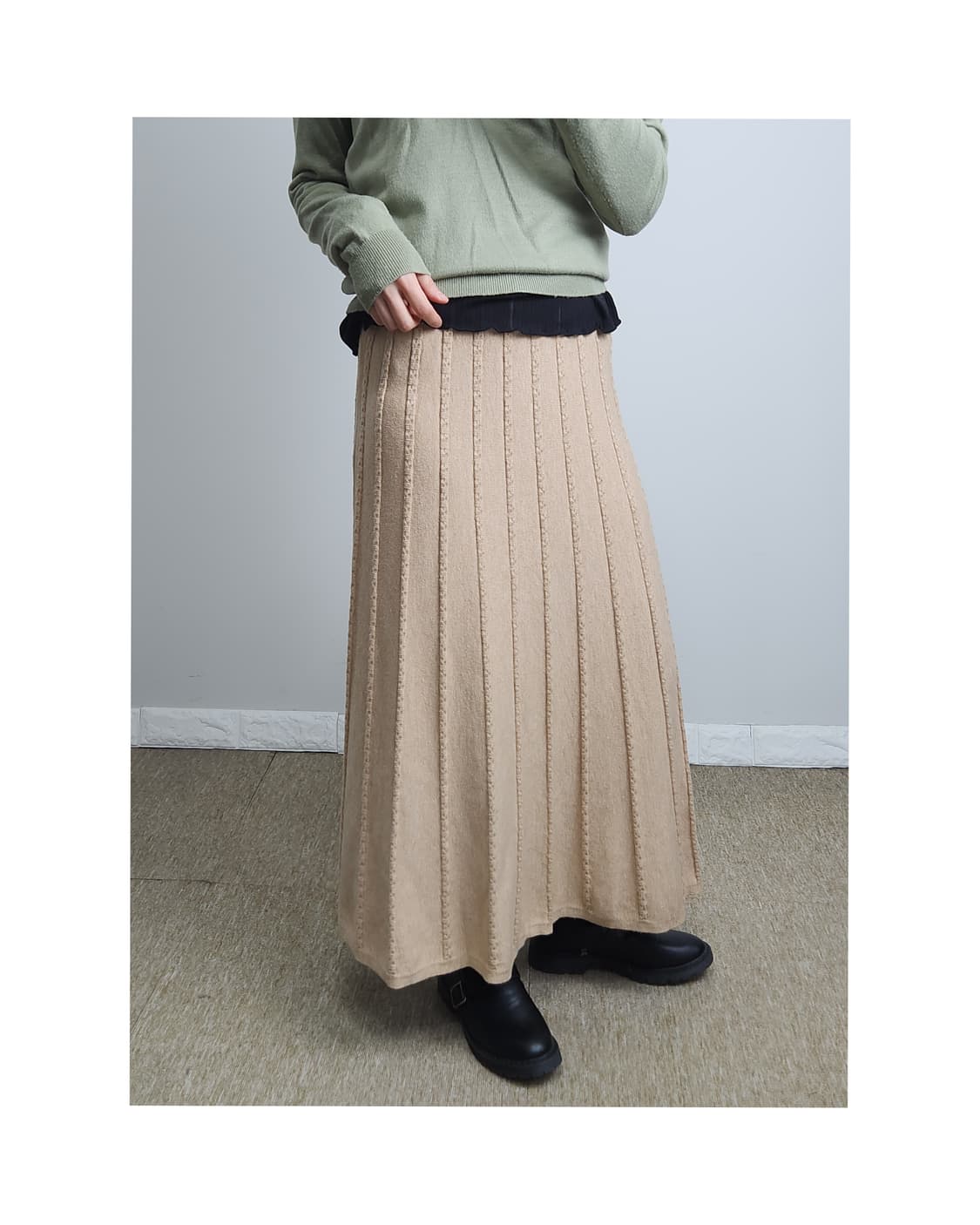 라인 니트 롱 스커트 상품이미지1