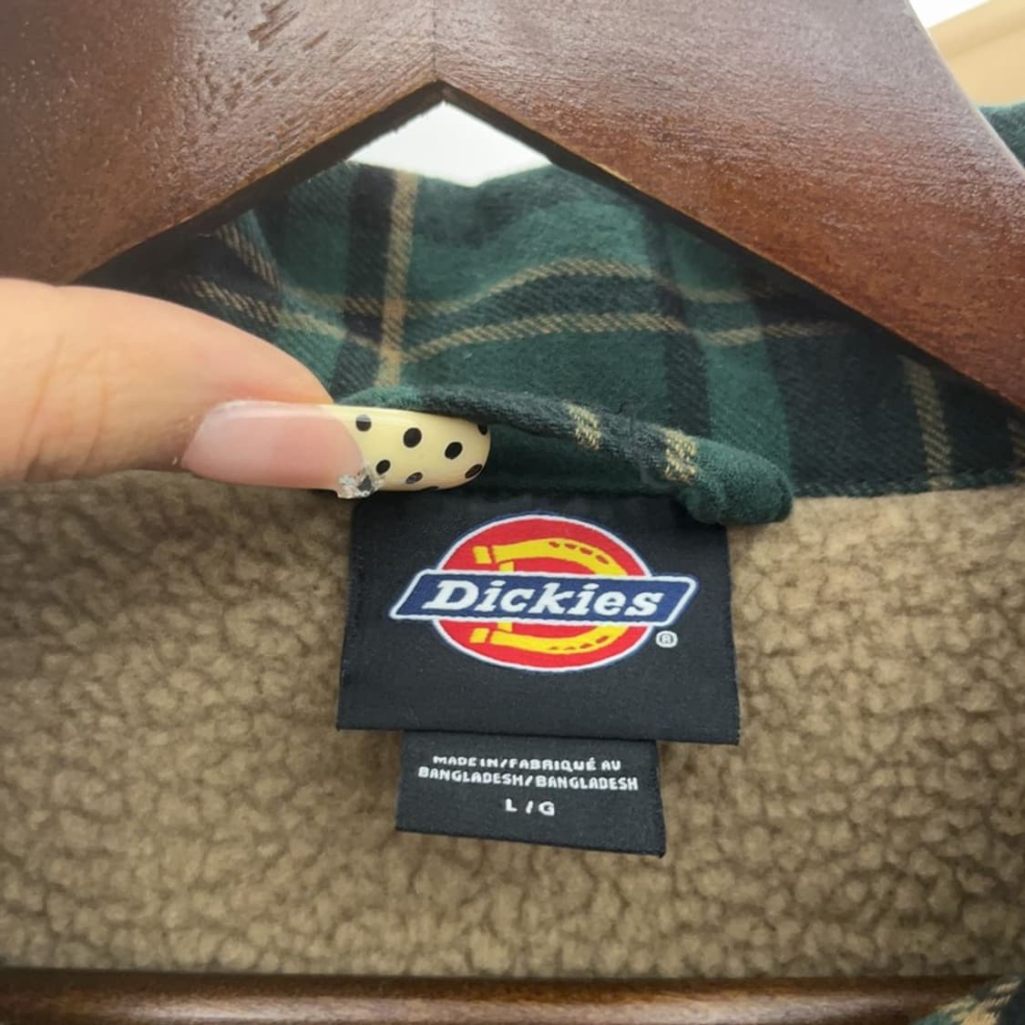 디키즈 빈티지 오버핏 딥그린 타탄체크 양털 자켓 L C09708 상품이미지5