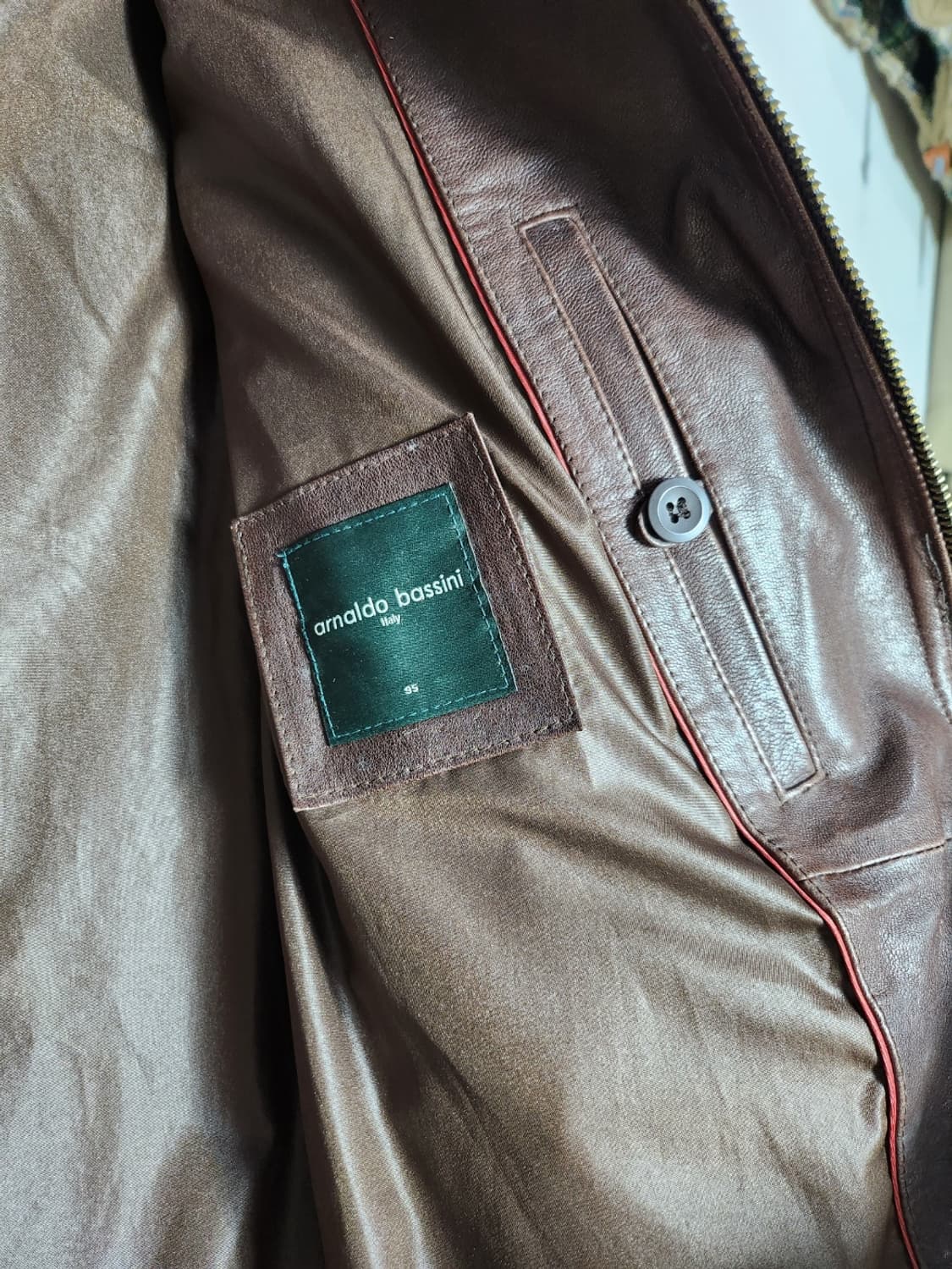 브라운 가죽 싱글 라이더 자켓 상품이미지4