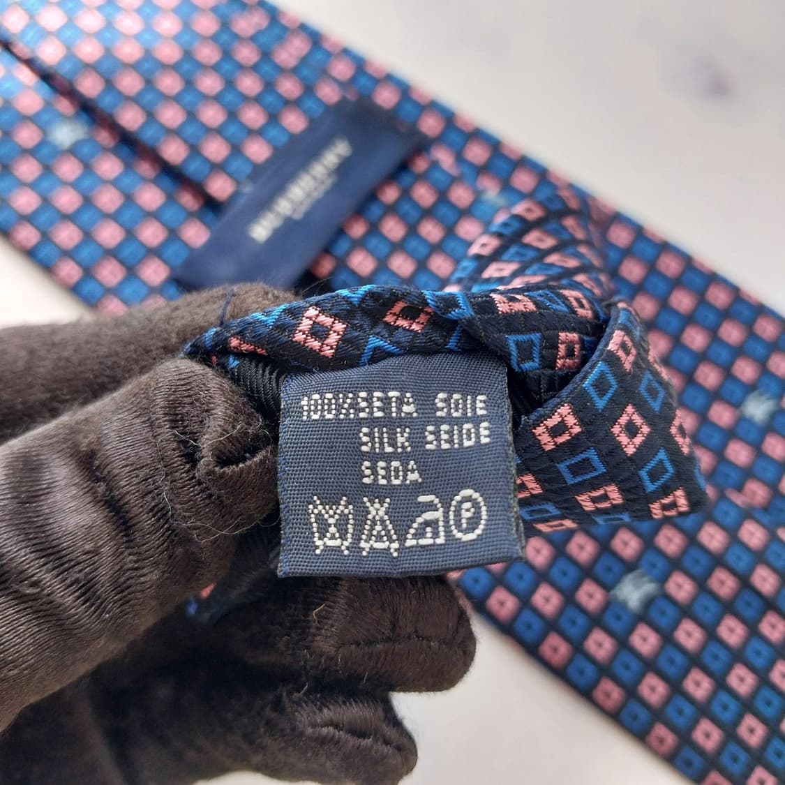 버버리 네이비 체크 자카드 넥타이 9.5cm S~A+등급 K2538 상품이미지9