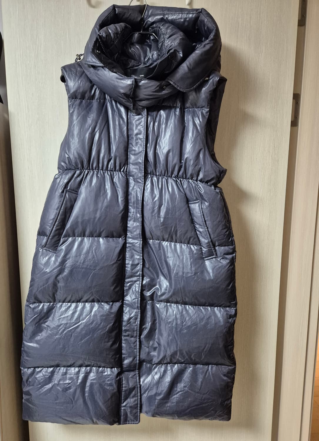 ORR 오르 구스다운 롱패딩 후드롱 베스트 네이비 S 상품이미지2