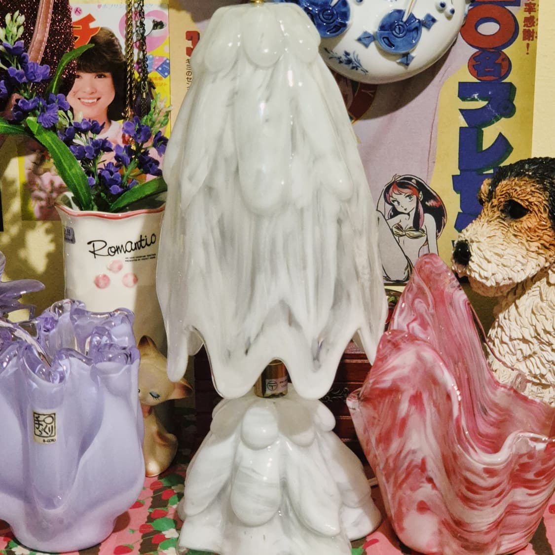 70s 이와타 요리코 화이트 마블 빅 램프 상품이미지5