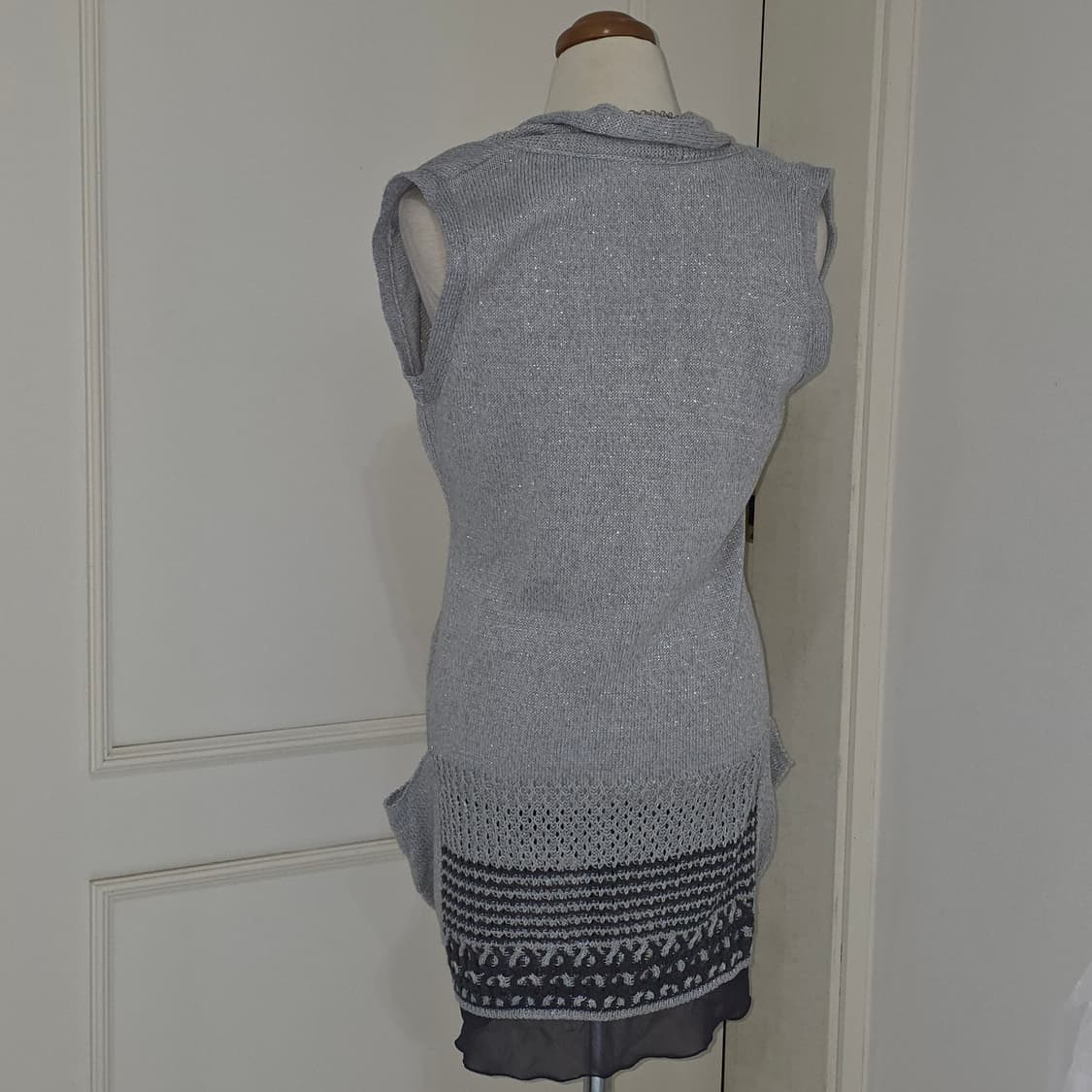 빈티지)y2k 모리걸 아오이유우st 글리터 그레이 엑팜깔 니트롱베스트 상품이미지2