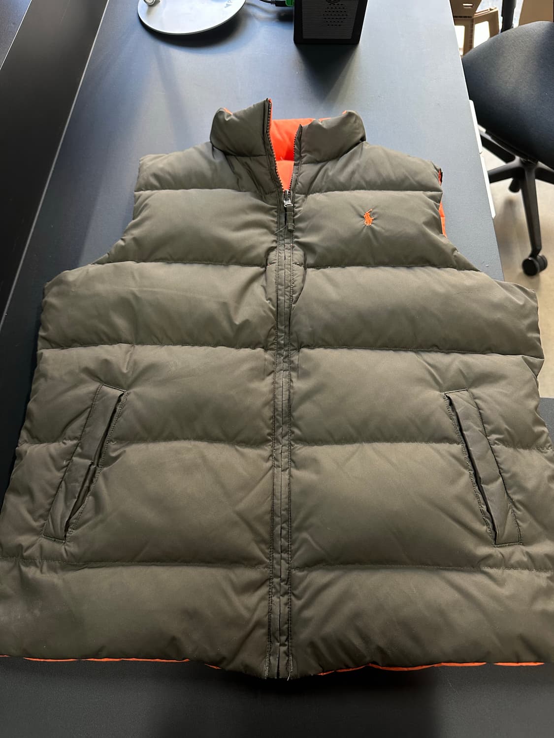 폴로랄프로렌 리버시블 패딩 베스트 카키 오렌지 상품이미지5