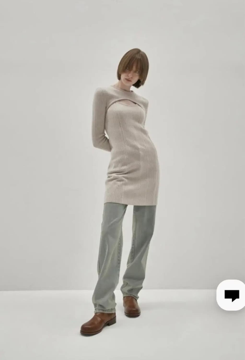 insilence 인사일런스 리브드 볼레로 원피스 beige 상품이미지2