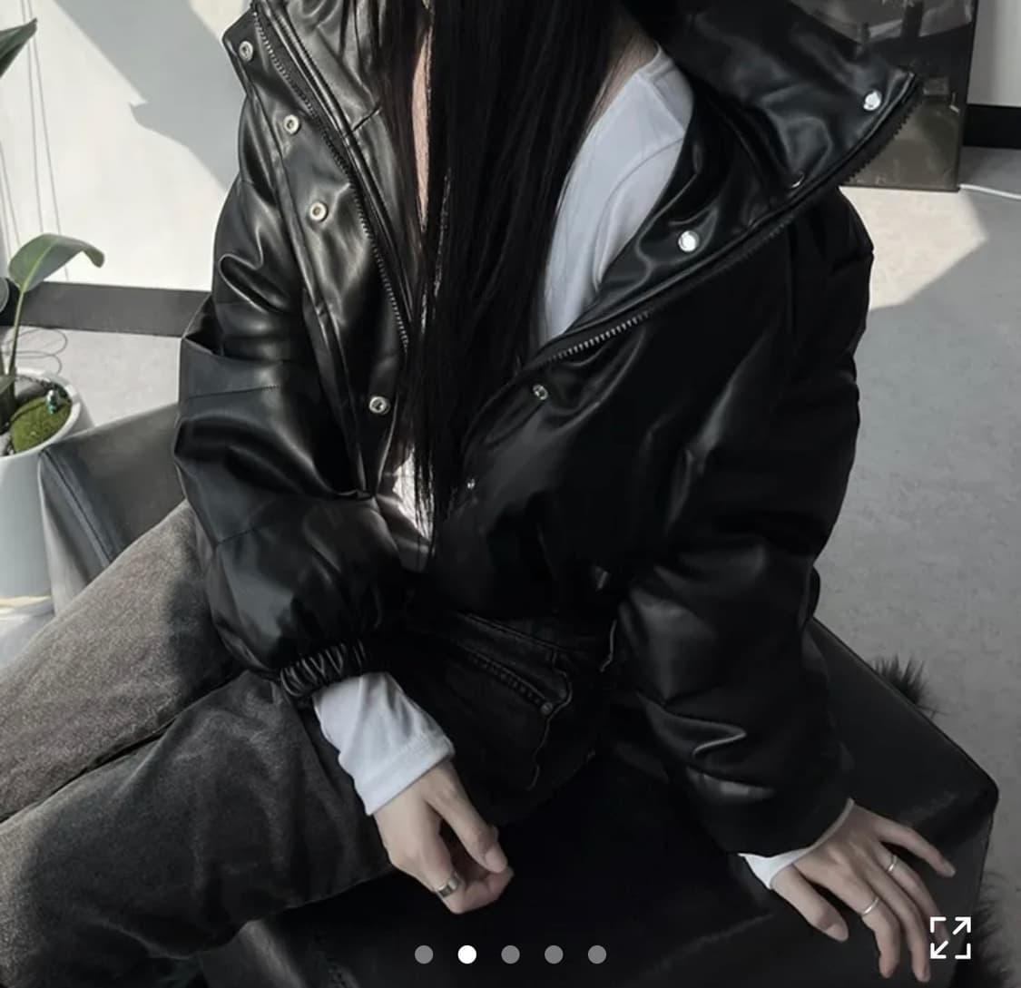 어반유니크 레더 숏패딩 블랙 상품이미지1