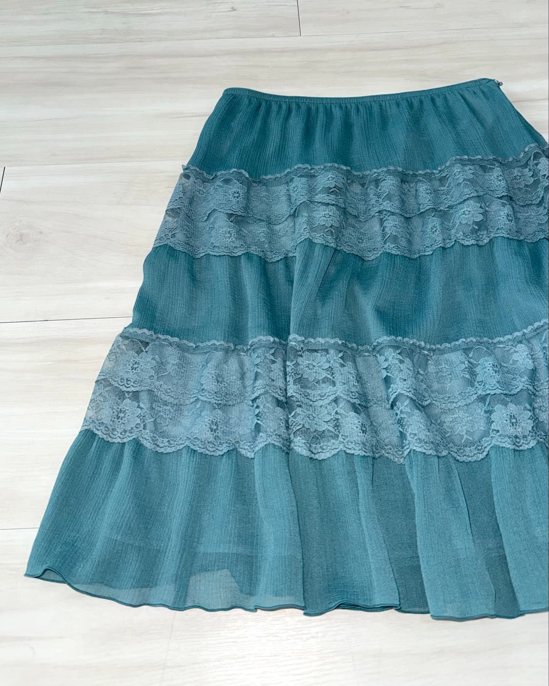 L'EST ROSE Teal Blue Lace Skirt 상품이미지8