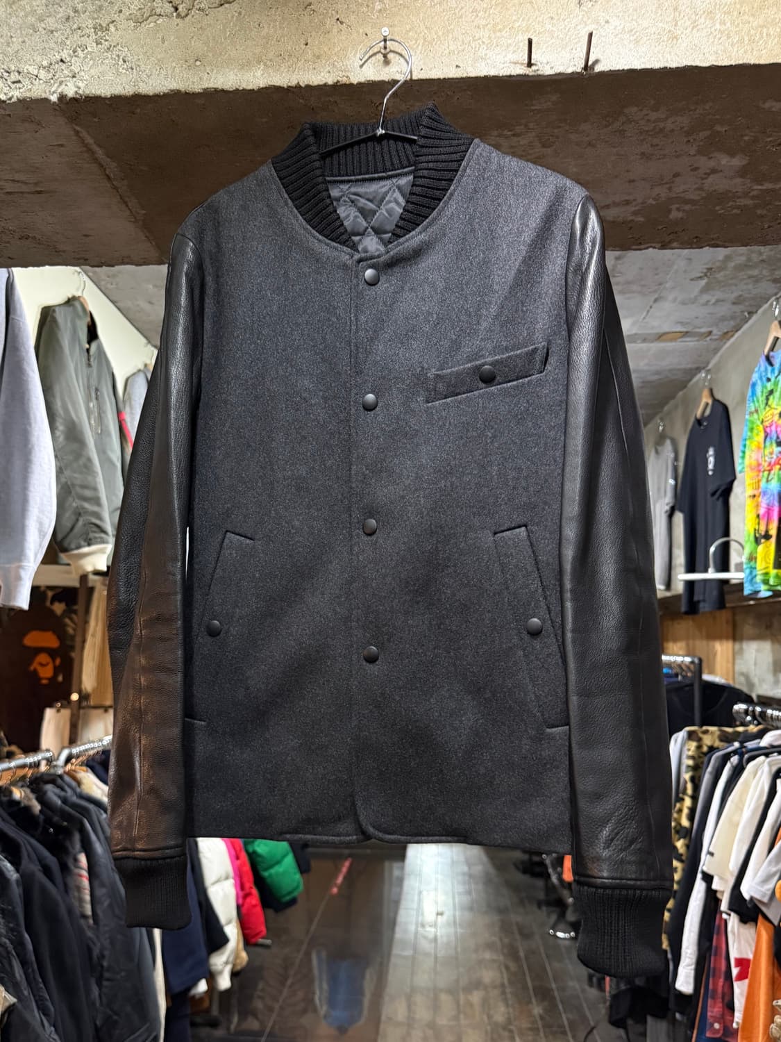 SOLIDHOMME 솔리드 옴므양가죽 스타디움 자켓 상품이미지1