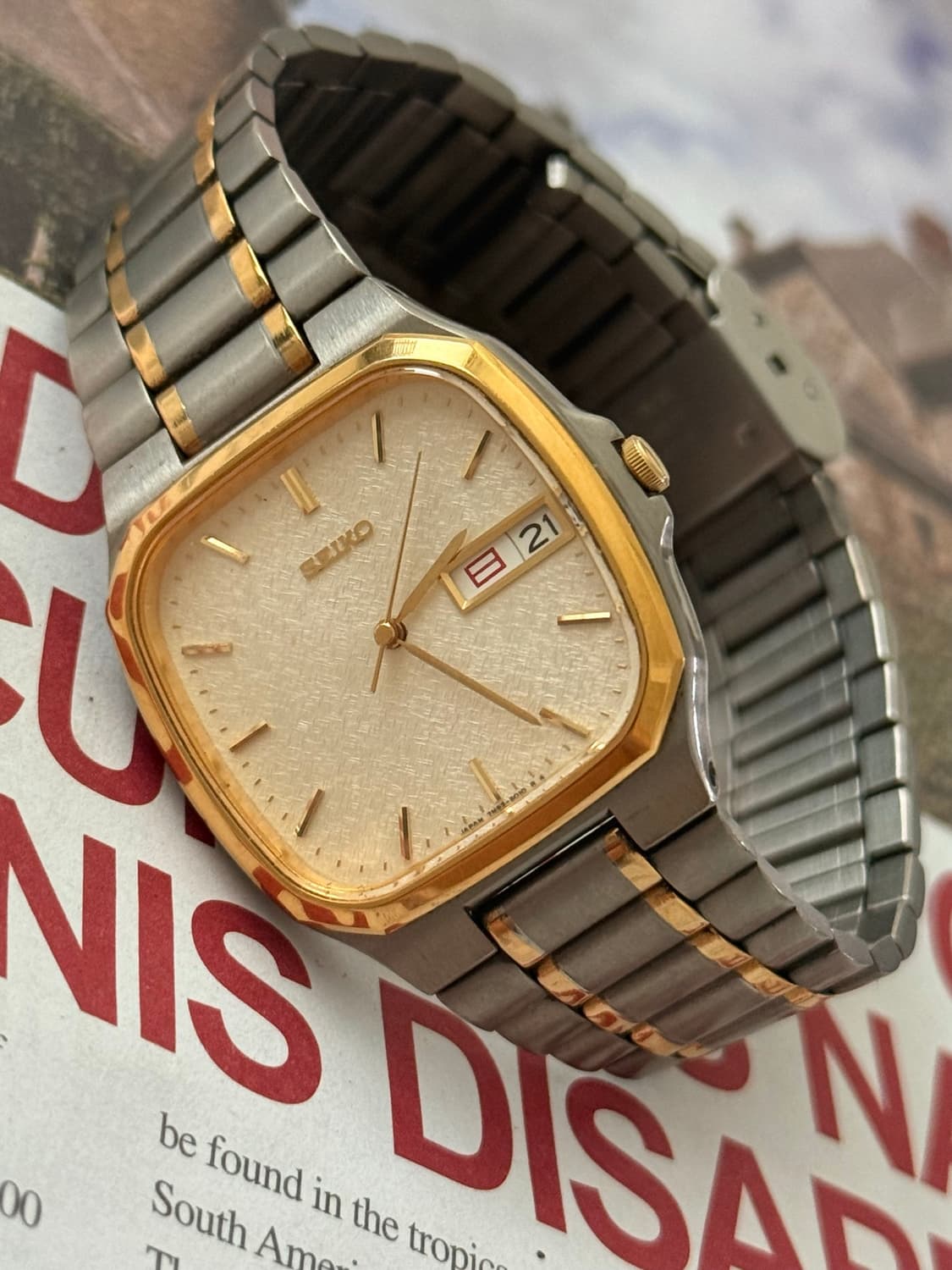 Seiko 세이코 쿼츠 티타늄 콤비 리넨 다이얼 Day-Date 1999 상품이미지1