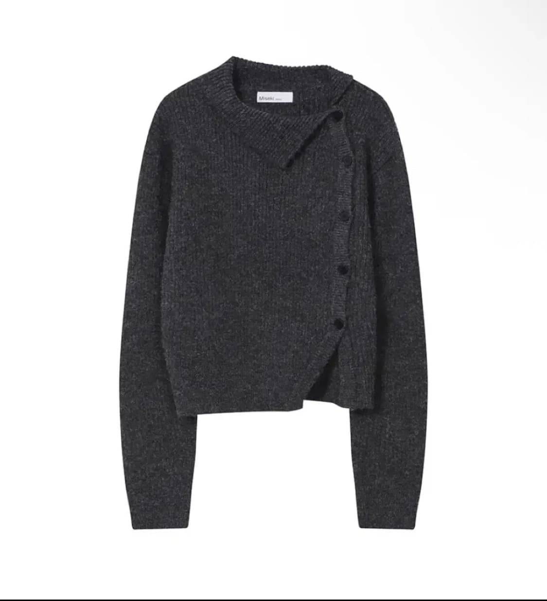 미세키서울 사이드 버튼 니트 차콜 상품이미지1