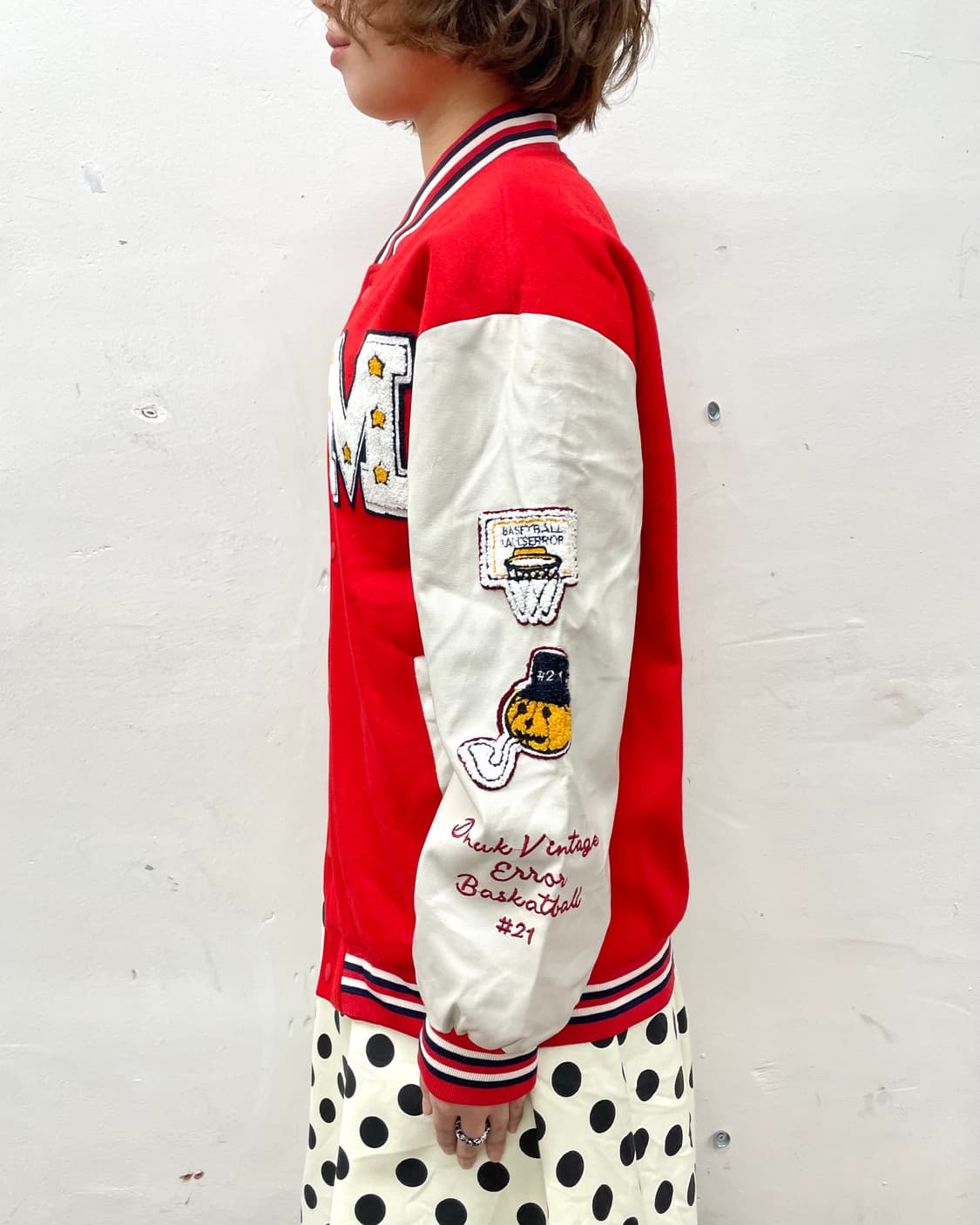  Retro M Star Patch Red Stadium Jacket 상품이미지5