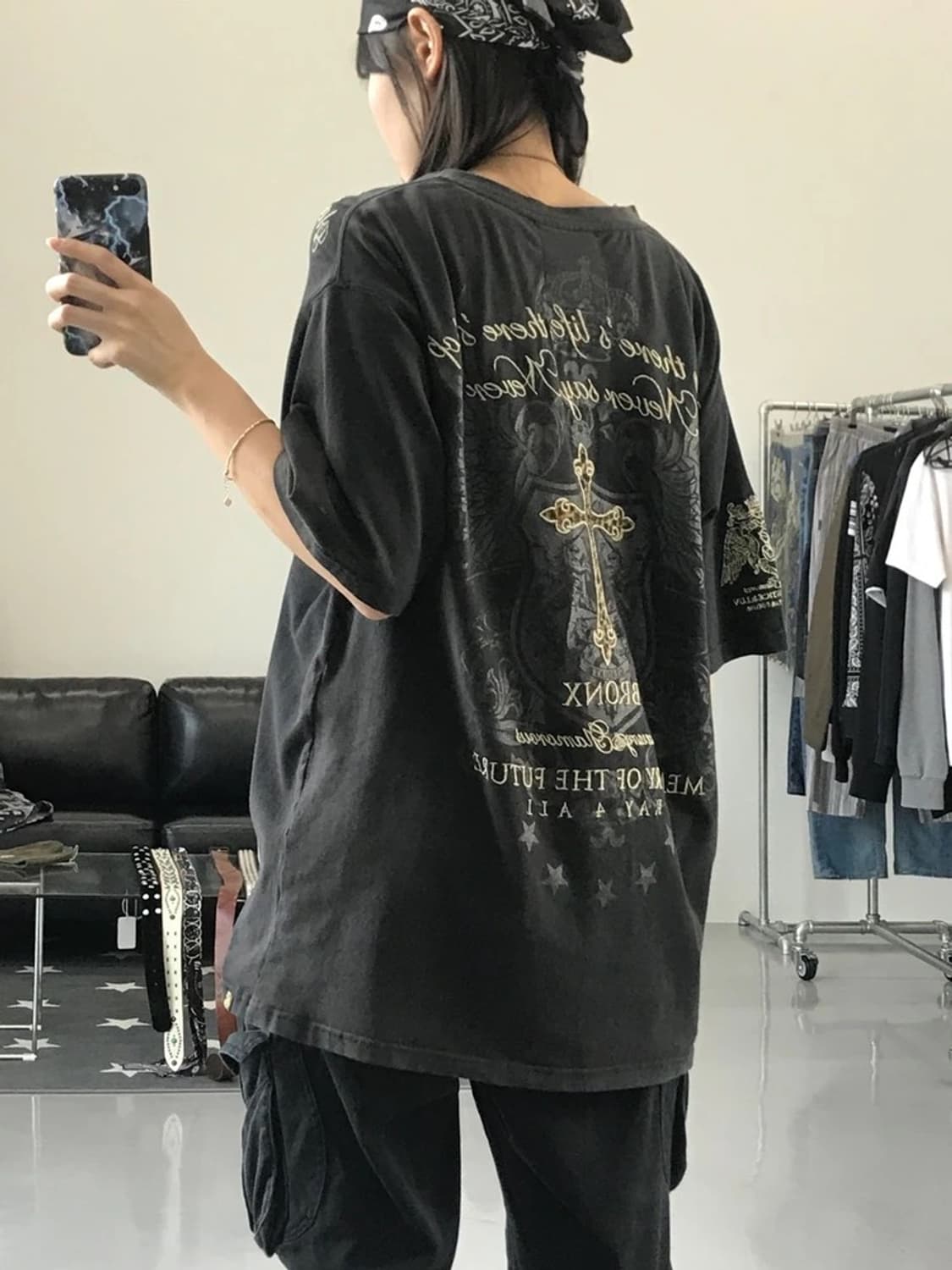 JPN 펑크 후면 십자가 디테일 반팔  상품이미지2