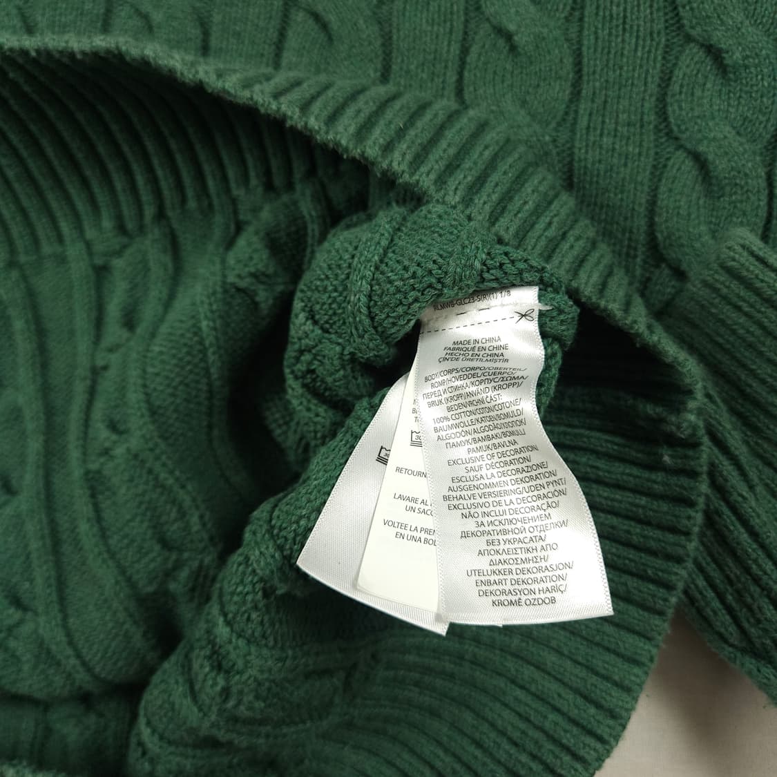L(100)폴로 랄프로렌 케이블 크루넥 니트 그린 상품이미지6
