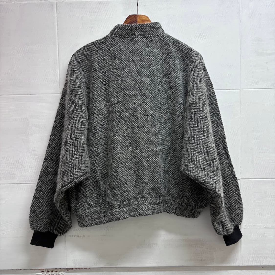 90s 울혼방 더블 헤링본 오버핏 봄버 자켓 상품이미지5